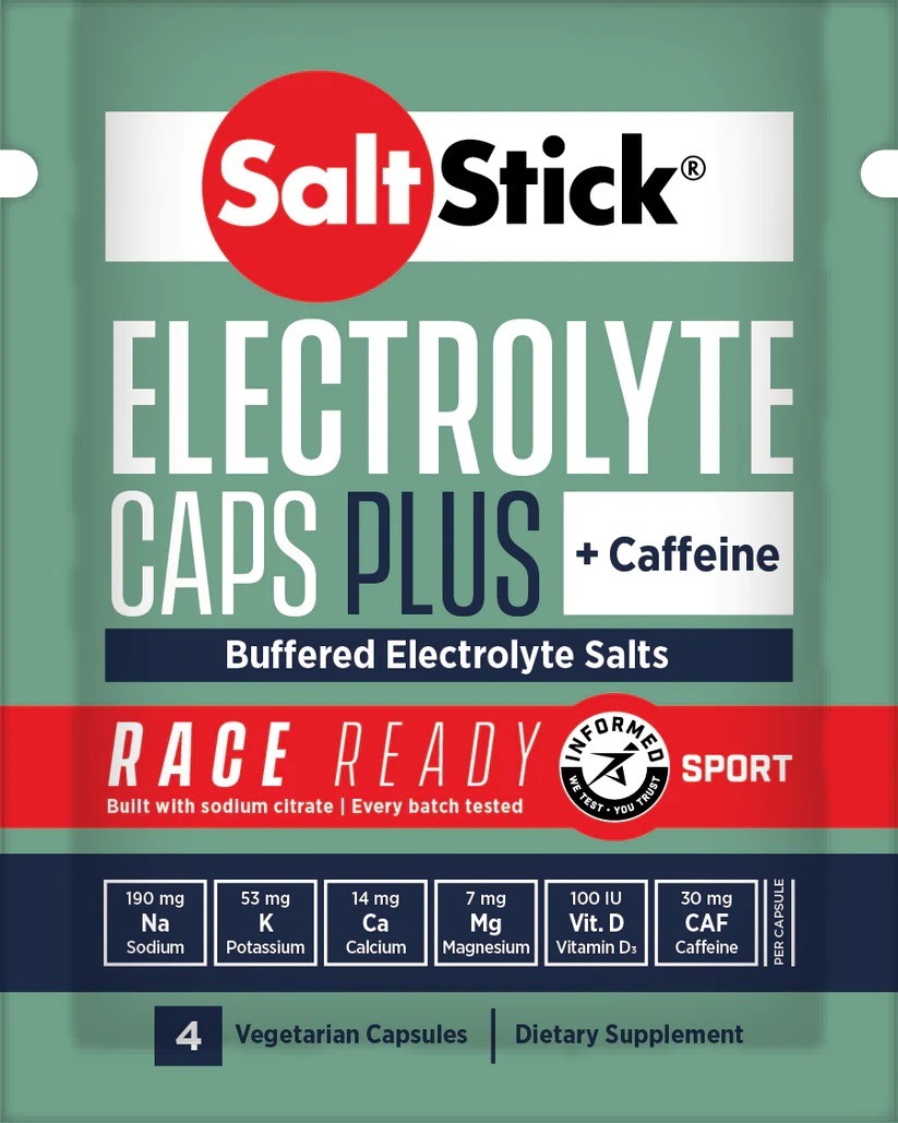SaltStick Caps Plus 4 minerální tablety proti křečím s kofeinem - balení 100 tablet